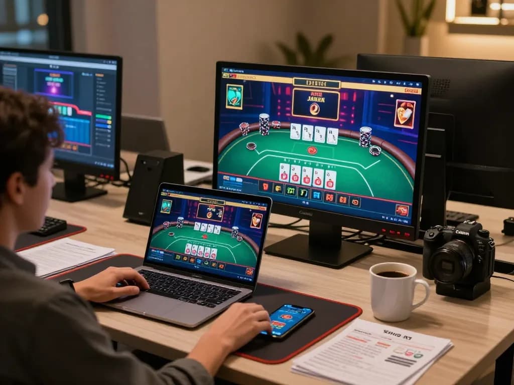 MPO777 online gaming experience with multiple screens showcasing poker and blackjack on linuxmag-france interface.