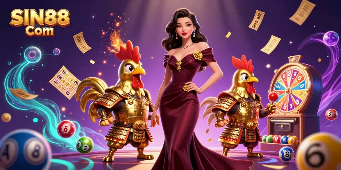 Experience exciting wins at SIN88 Com with vibrant lottery balls and a glamorous atmosphere.