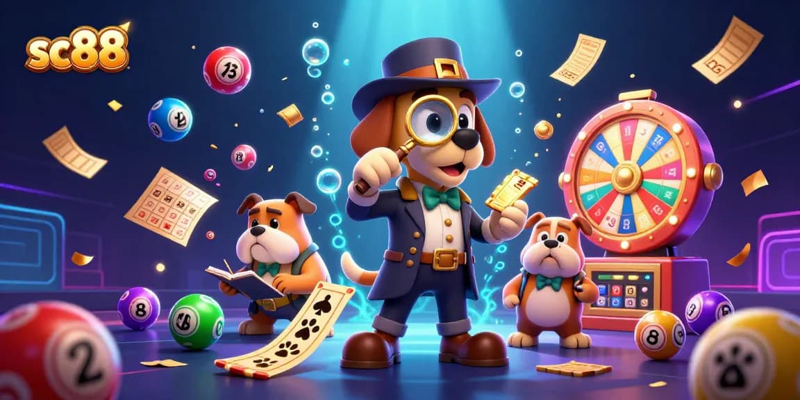 Engage in gambling fun with sc88 through a vibrant casino scene featuring poker chips and lottery elements.