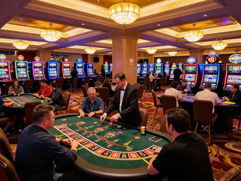 Players enjoying strategic games at lucks8 casino during an exciting evening.
