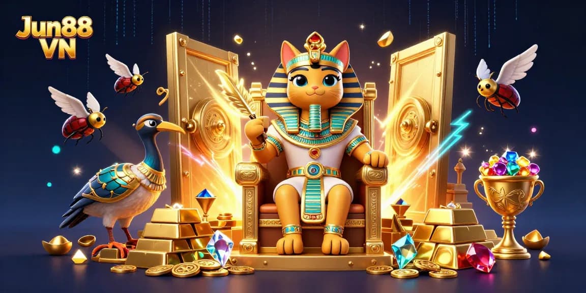 Engage in thrilling gameplay with Jun88 VN, featuring a vibrant 3D casino scene full of treasure and excitement.
