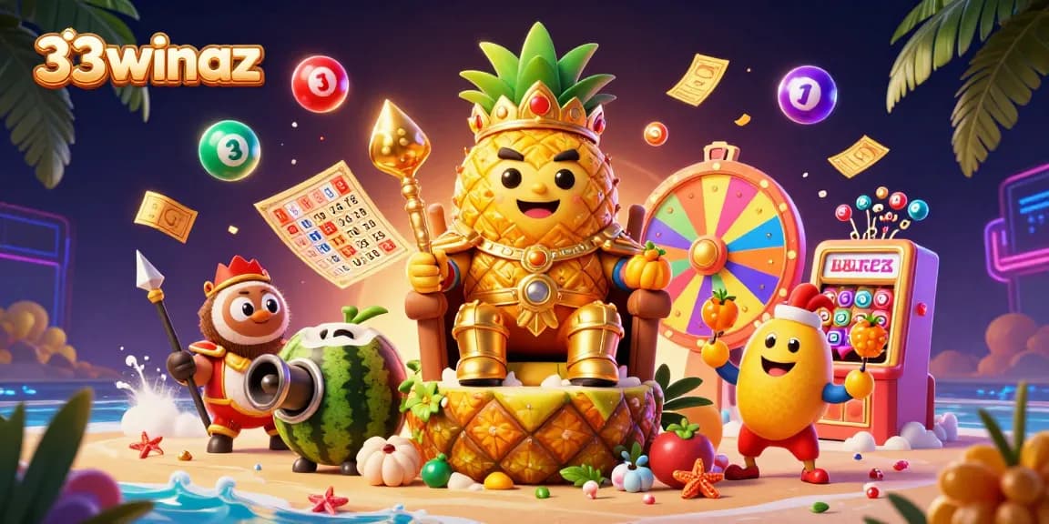 Engage with 33winaz's vibrant 3D casino scene showcasing thrilling lottery action and dynamic visuals.