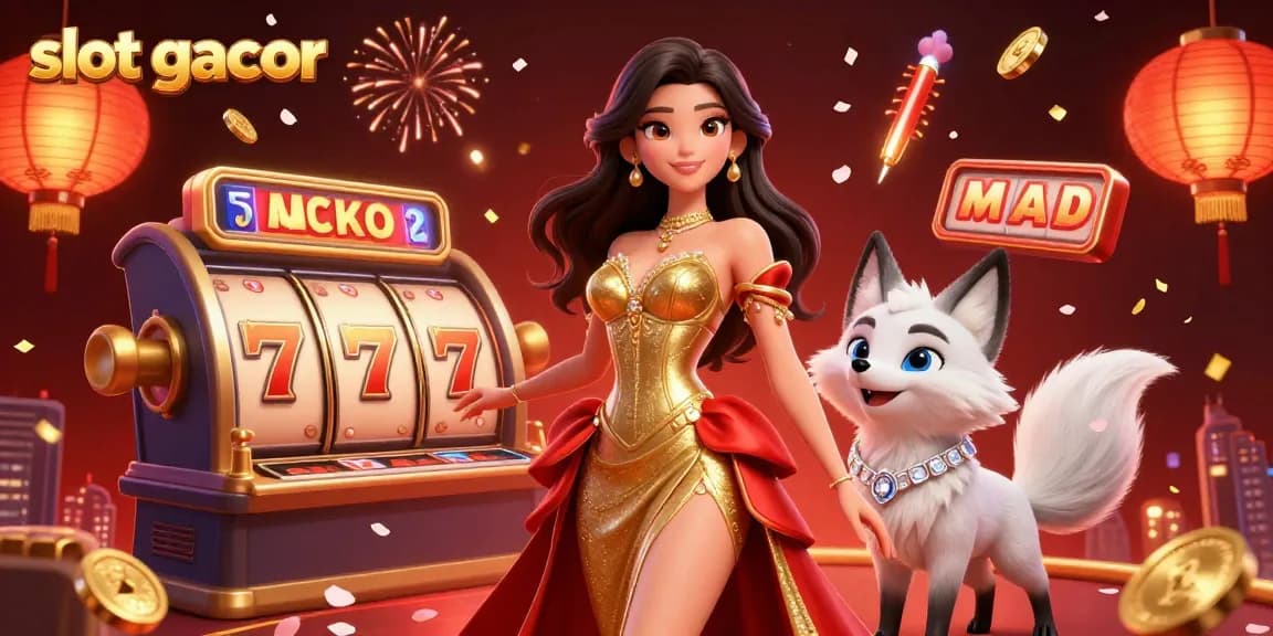 Engage with delightful slot gacor experiences in a vibrant 3D casino scene featuring dynamic characters.