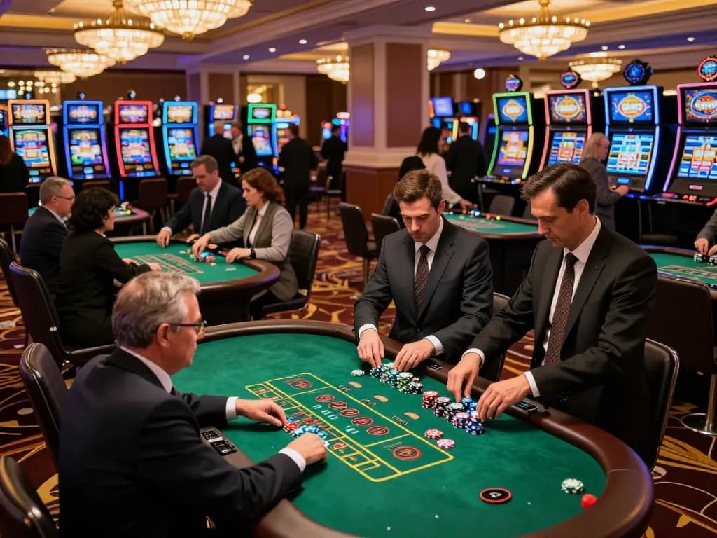 Experience exciting strategic gameplay at xx 88's upscale blackjack tables surrounded by vibrant casino atmosphere.