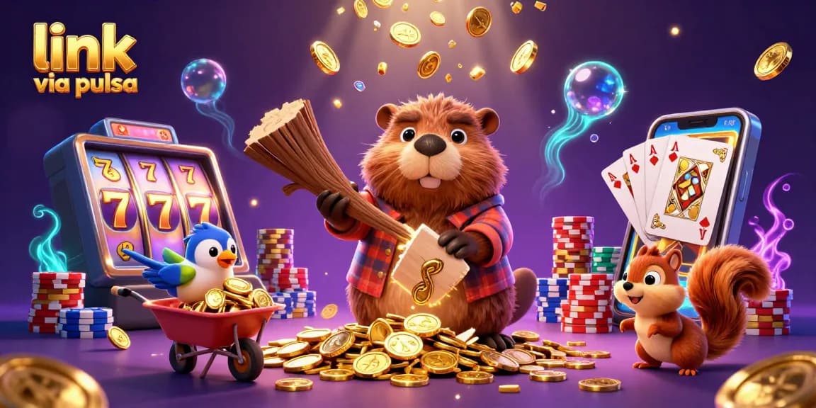 Spin and win with link via pulsa in a lively slot adventure with colorful coins and characters
