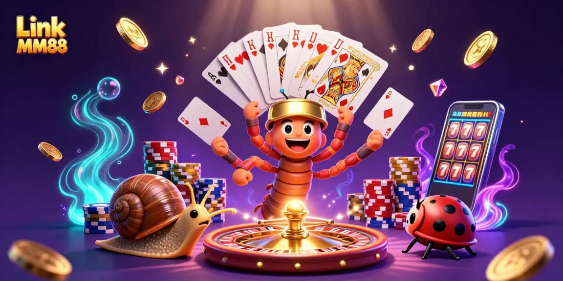 Experience the thrill of Link MM88 through captivating casino scenes with vibrant characters and dynamic gaming elements.
