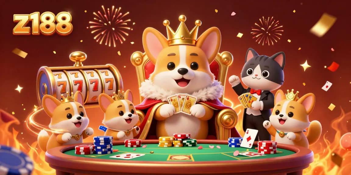 Experience winning excitement at z188 with golden card decks and poker action amid vibrant celebrations.