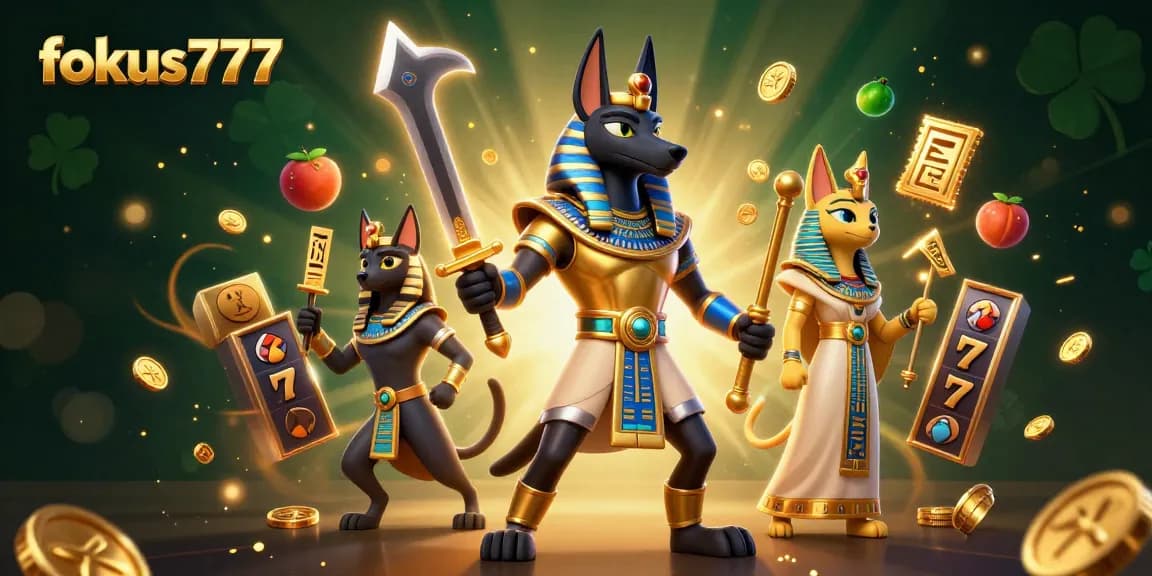Experience thrilling gameplay with fokus777 in this vibrant casino-themed illustration.