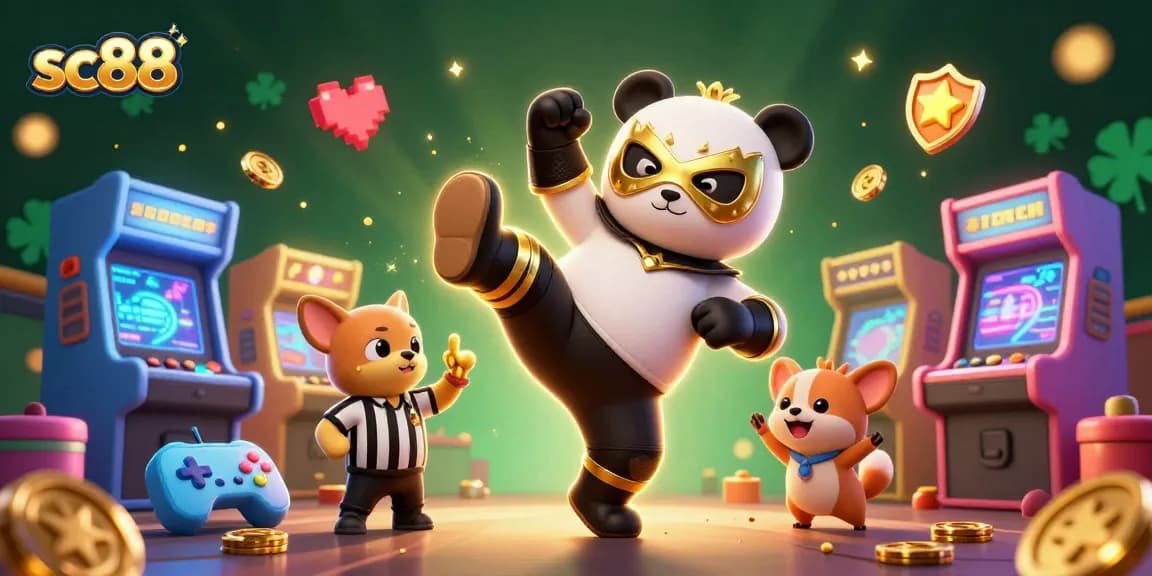 Experience sc88 excitement with a lively 3D wrestling-themed casino game scene packed with action.
