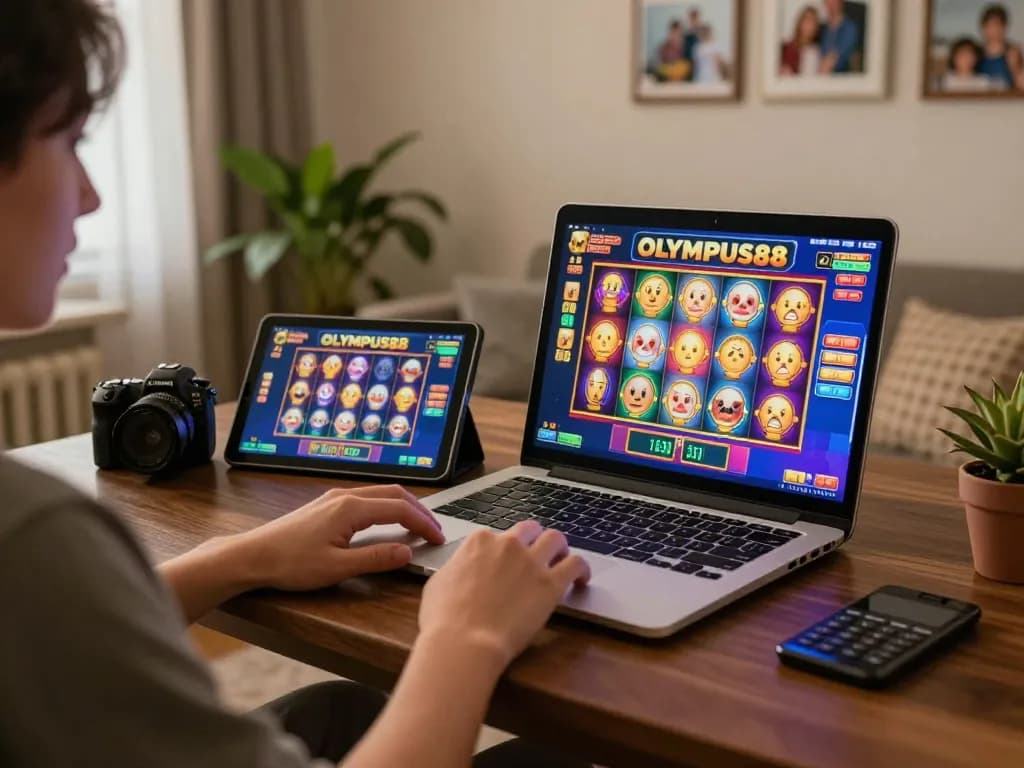 Engaging OLYMPUS88 online gaming session with vibrant slot machine visuals
