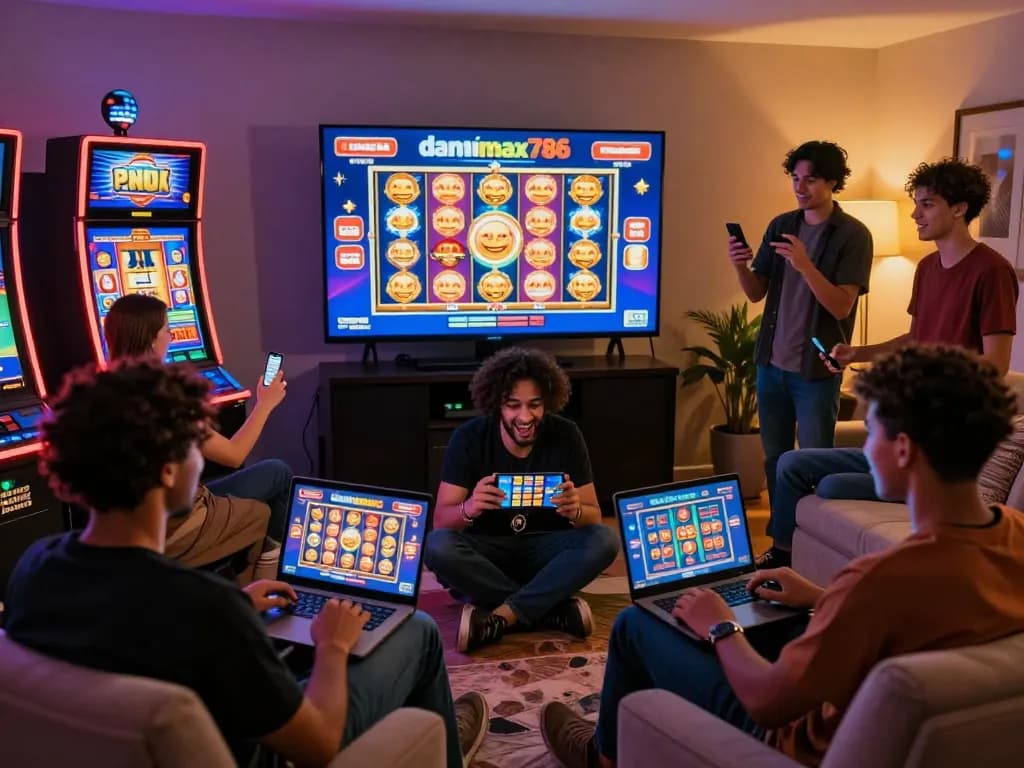 Pemain yang terlibat menikmati permainan slot online danamax786 di lingkungan rumah yang nyaman.