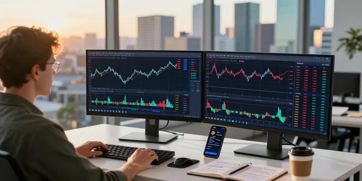 bitmex отзывы: трейдер анализирует графики на платформе BitMEX в современном офисе