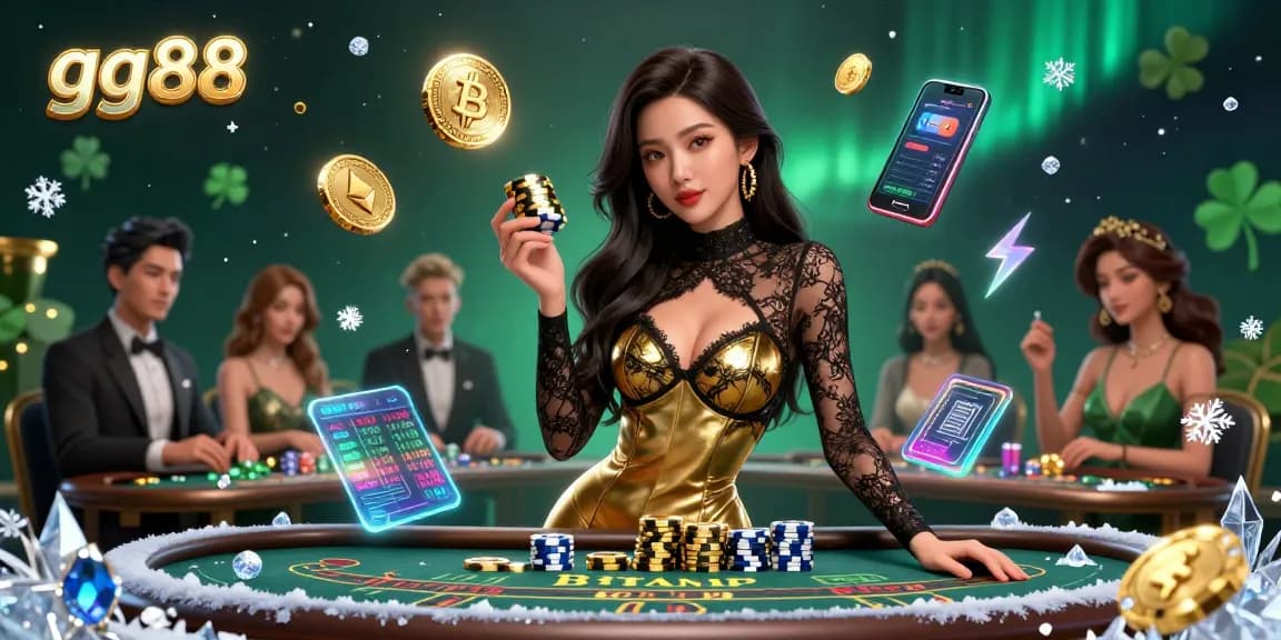 Experience high-stakes baccarat with gg88, featuring a glamorous setting and vibrant 3D elements.