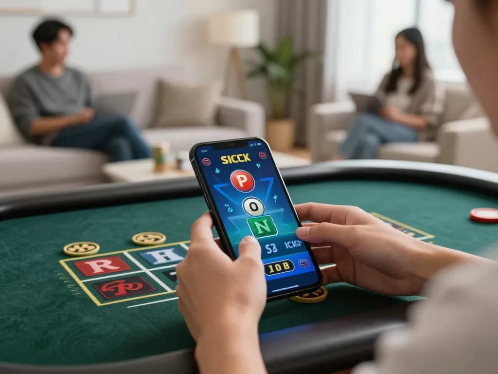 Sicbo online gameplay on a mobile device, capturing the excitement of digital betting at home.