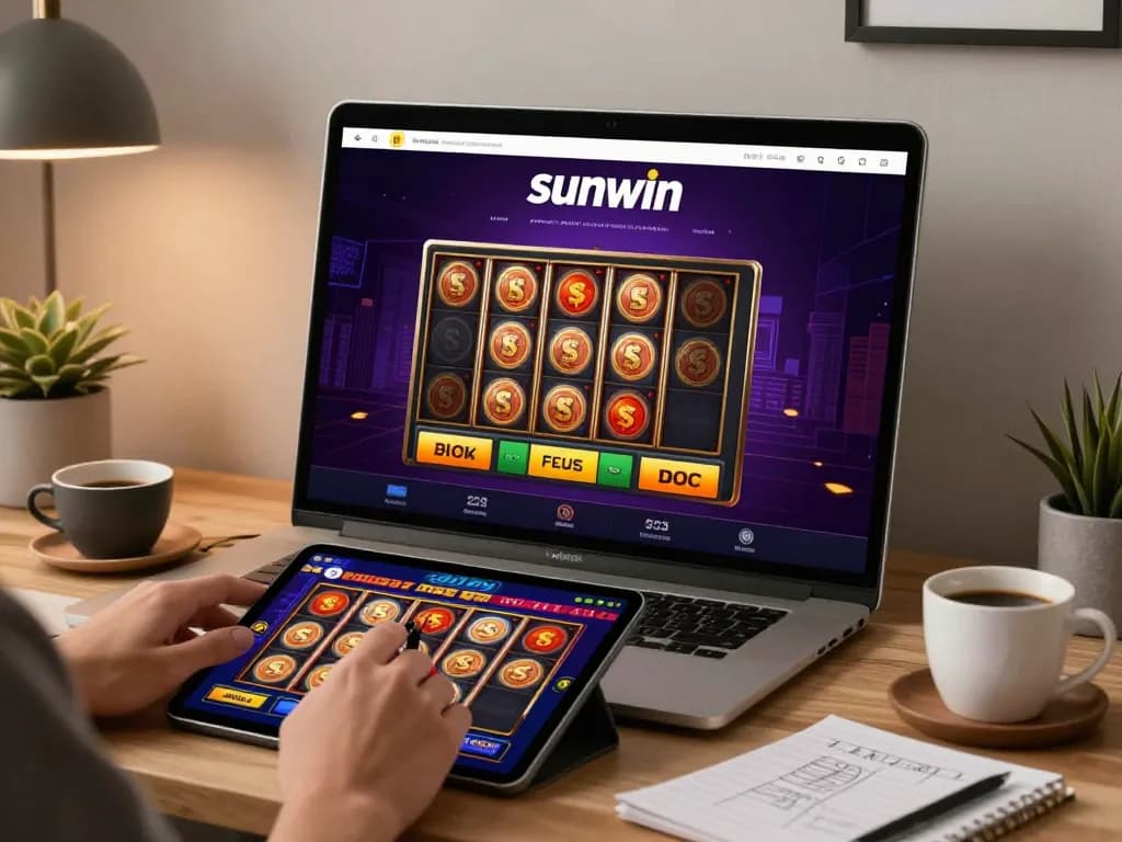 Play slots seamlessly with Sunwin in an inviting home gaming setup.