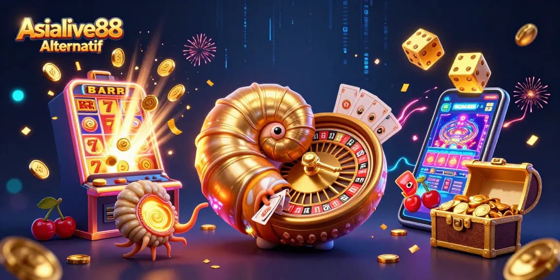 Experience thrilling gameplay with Asialive88 Alternatif through this vibrant casino illustration showcasing excitement.