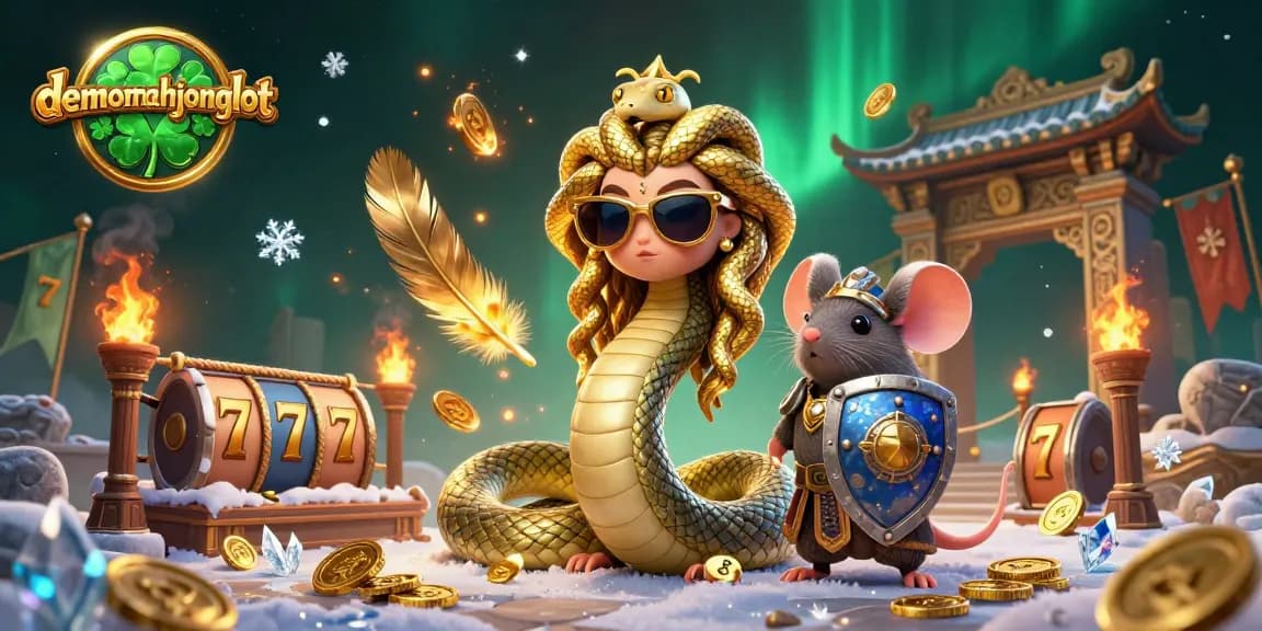 Engage with demomahjongslot in this vibrant illustration showcasing lively characters and casino elements.