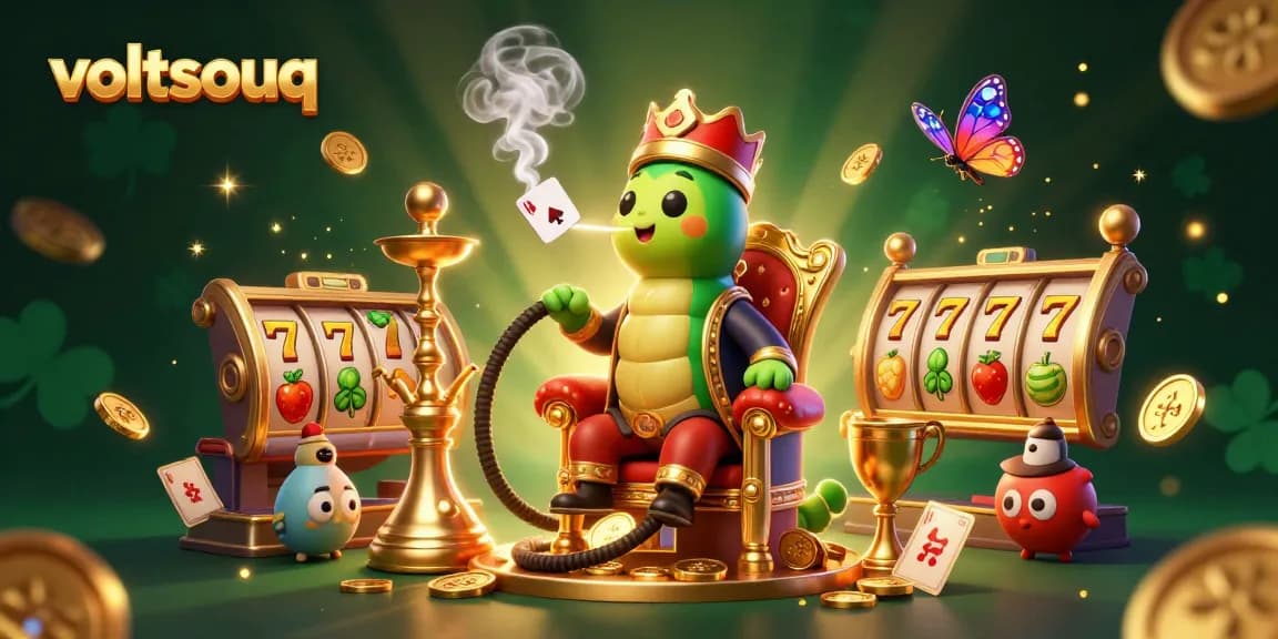 Engage with voltsouq through dynamic gambling fun featuring vibrant slot reels and whimsical characters.