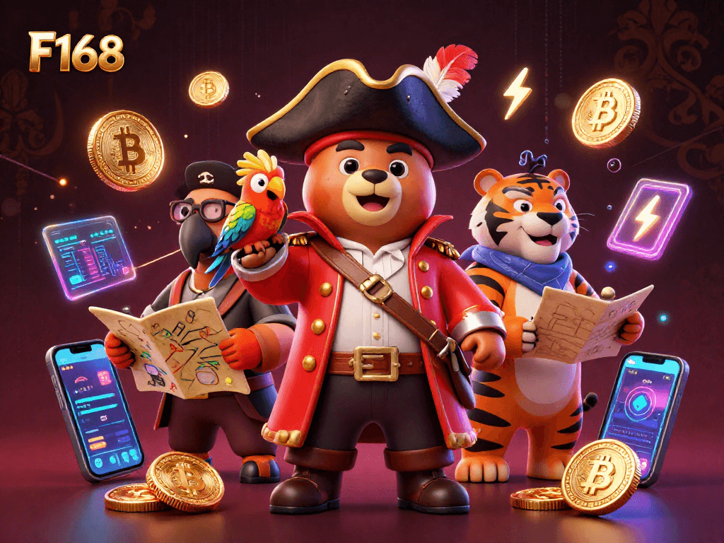 Engage with F168 through thrilling online gambling adventures featuring dynamic 3D characters.