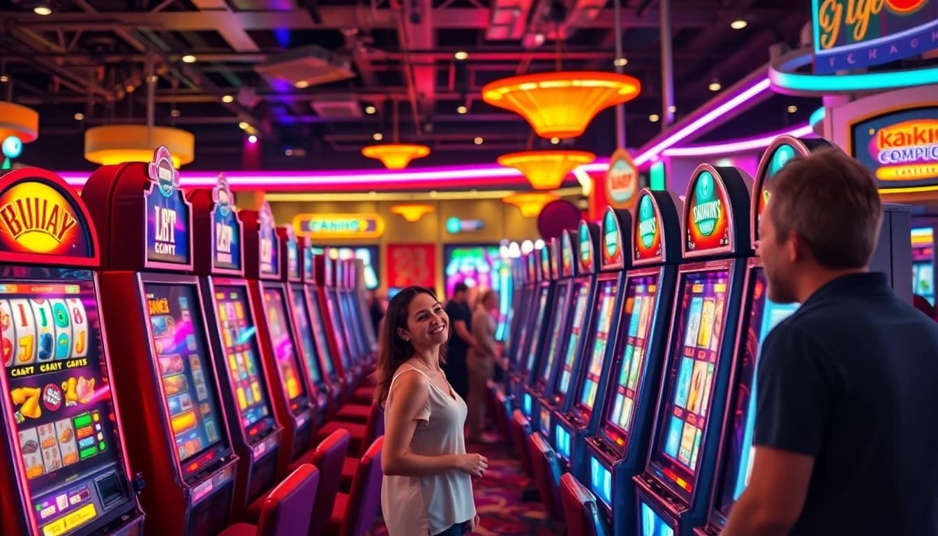Permainan xgslot88 dengan permainan slot yang bersemangat di kasino yang ramai