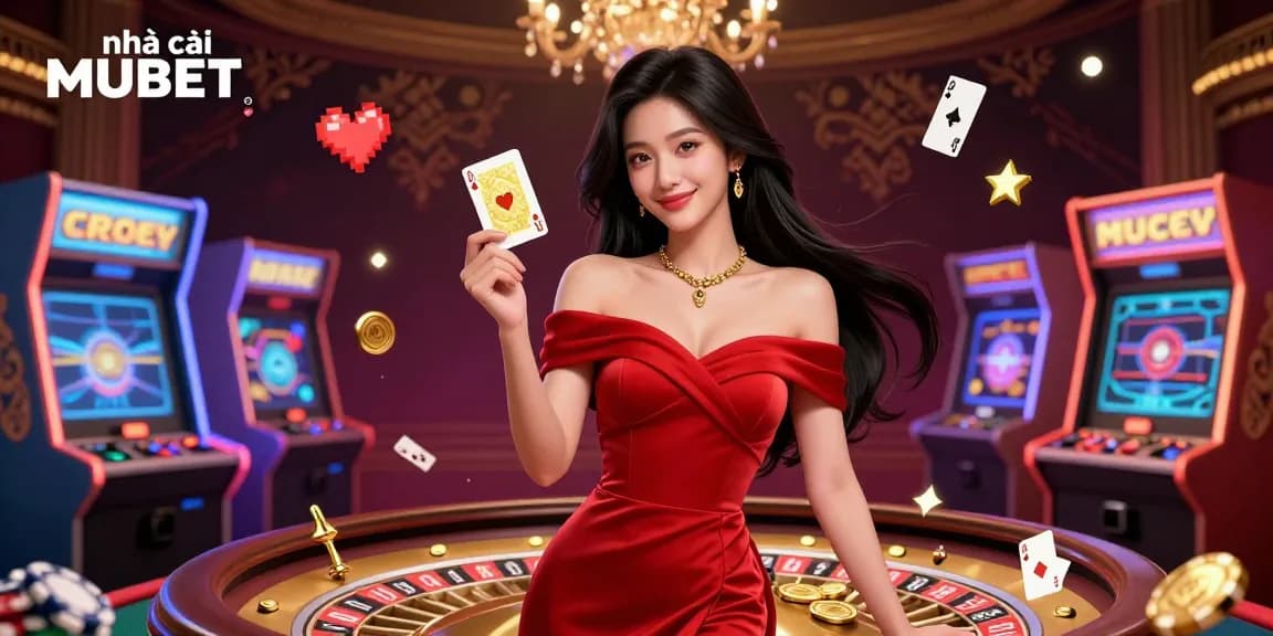 Engage in thrilling games at nhà cái MUBET, featuring a glamorous casino atmosphere and vibrant character interactions.
