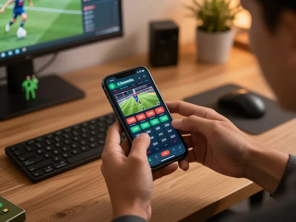 uu88 users excitedly placing bets on their mobile devices, showcasing dynamic sports odds and winnings