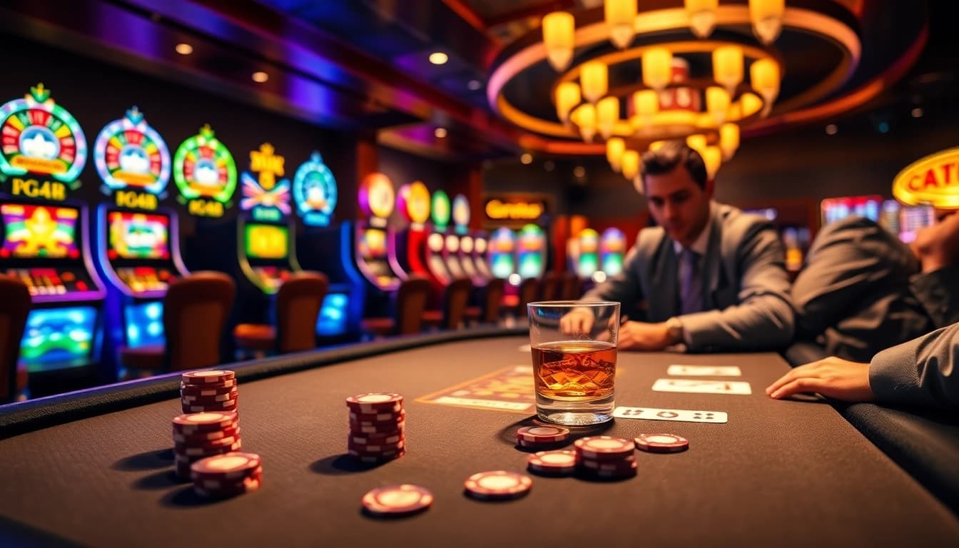 Play poker at PG66 with a luxurious casino setting featuring elegant cards and high-stakes excitement.