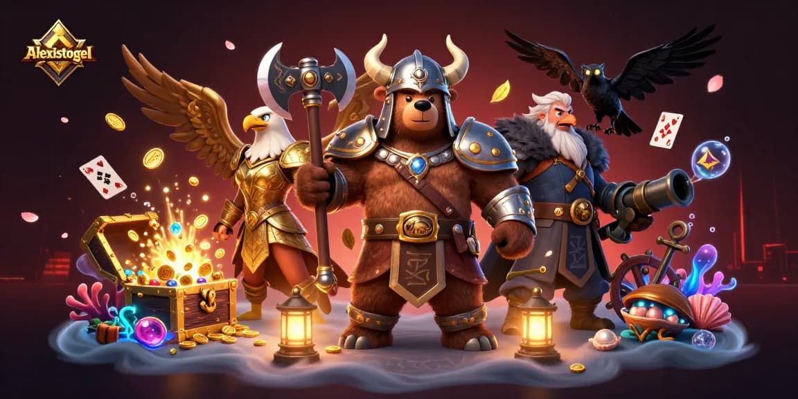 Alexistogel menghadirkan suasana kasino dengan karakter Viking dan elemen permainan yang mengesankan.