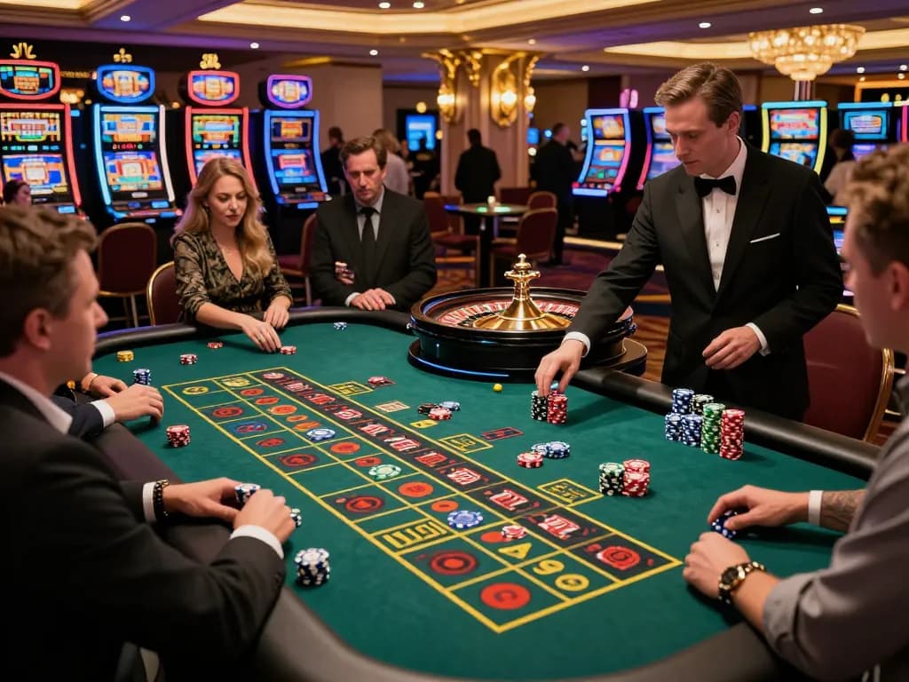 Action at the roulette table showcases kp88 gameplay excitement with players engaged in thrilling bets.