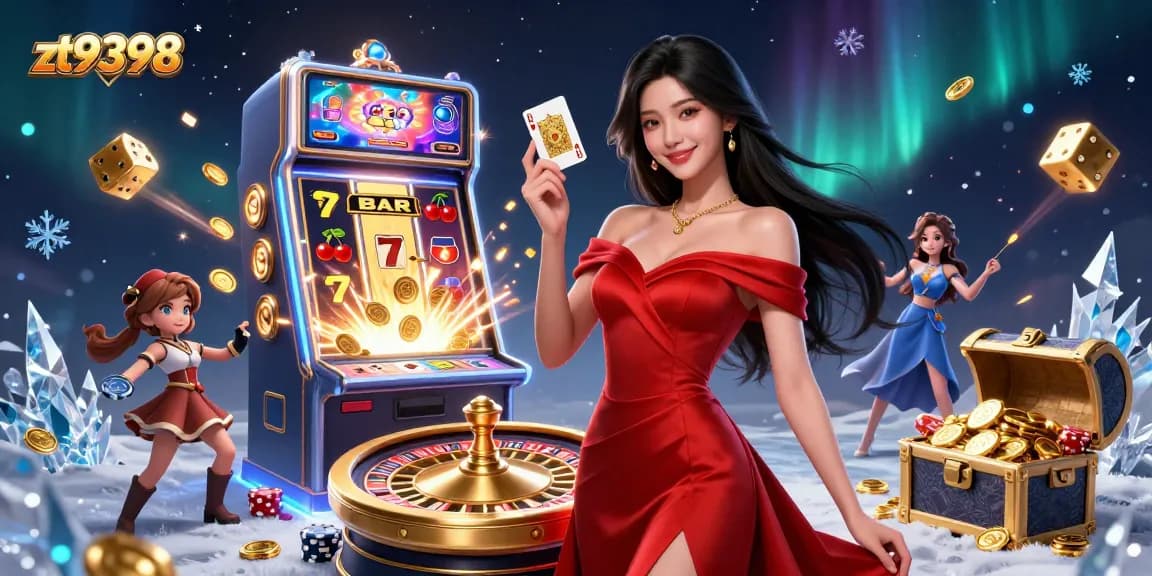 Experience thrilling gaming with zt9398, showcasing vibrant casino elements and beautiful characters.