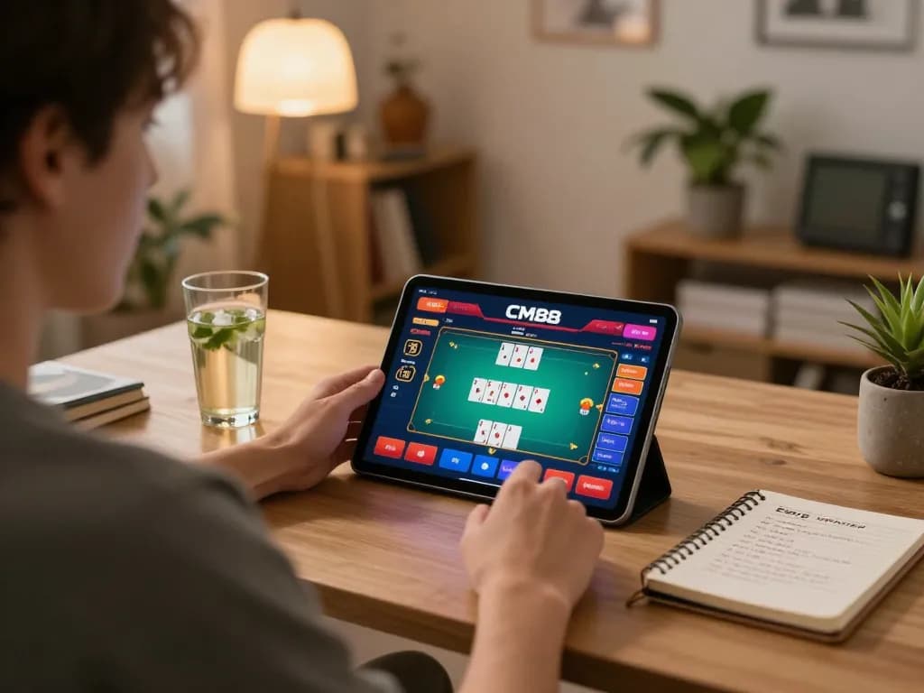 Players enjoying poker on CM88’s platform, engaging with interactive gaming interface