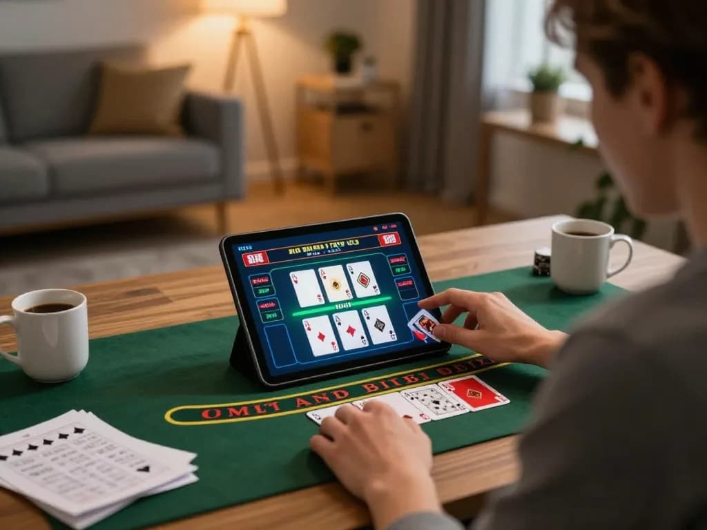 Engaging in live dealer gameplay on dn88, a stylish home gaming setup showcasing strategy in action.