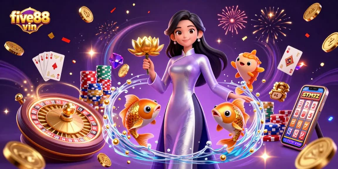Experience thrilling wins with five88 vin at a vibrant online casino featuring colorful elements.