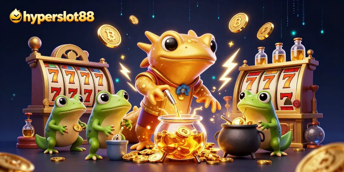 Experience thrilling gameplay with hyperslot88, featuring a dynamic scene of unique characters and casino elements.