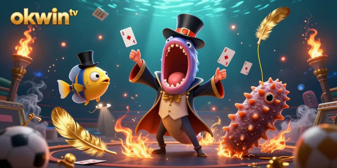 Experience thrills with okwin tv as deep-sea characters engage in an underwater gambling spectacle.