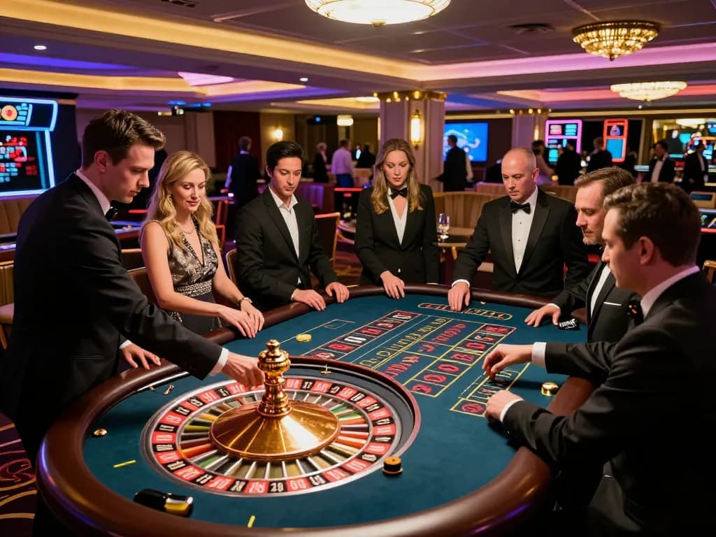 KADAL778 roulette table action with players placing bets under vibrant casino lights