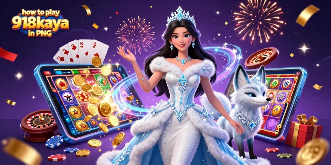 Play 918kaya in PNG with vibrant slot games, golden coins, and exciting casino moments.