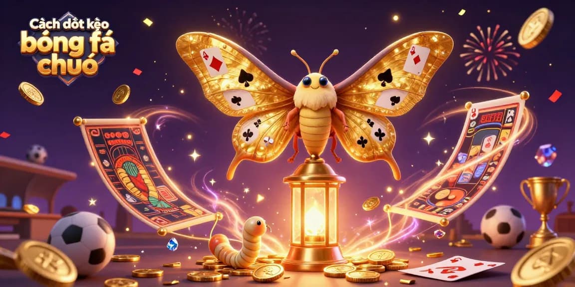 Cách đọc kèo bóng đá chuẩn illustrated with sports balls, betting slips, and festive details for a dynamic scene