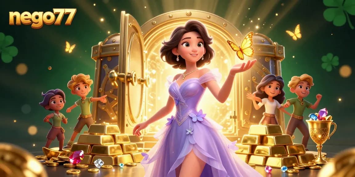 Engage with nego77's exciting slots scene featuring treasure vaults, gems, and captivating characters.