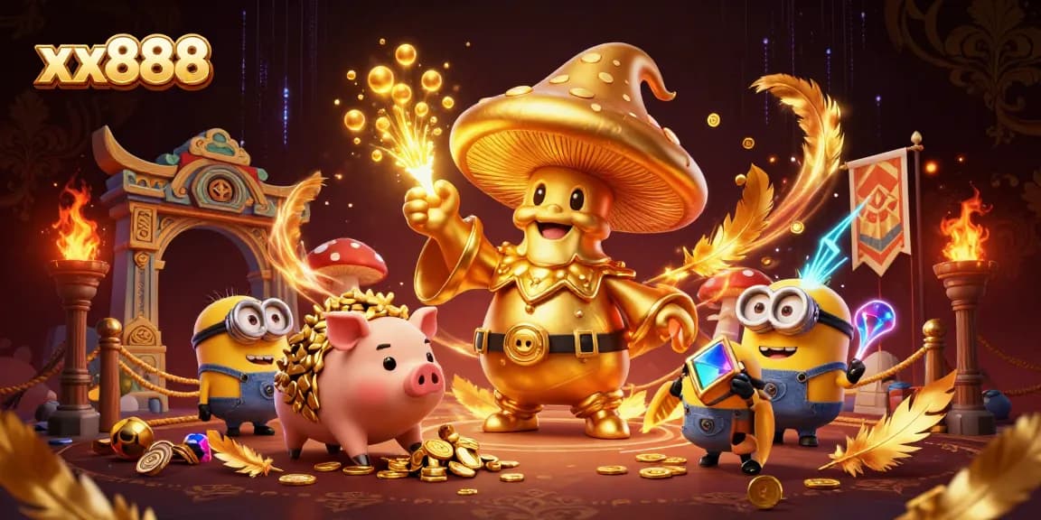 Engage with the thrilling charms of xx888 and golden treasures in a dynamic casino scene