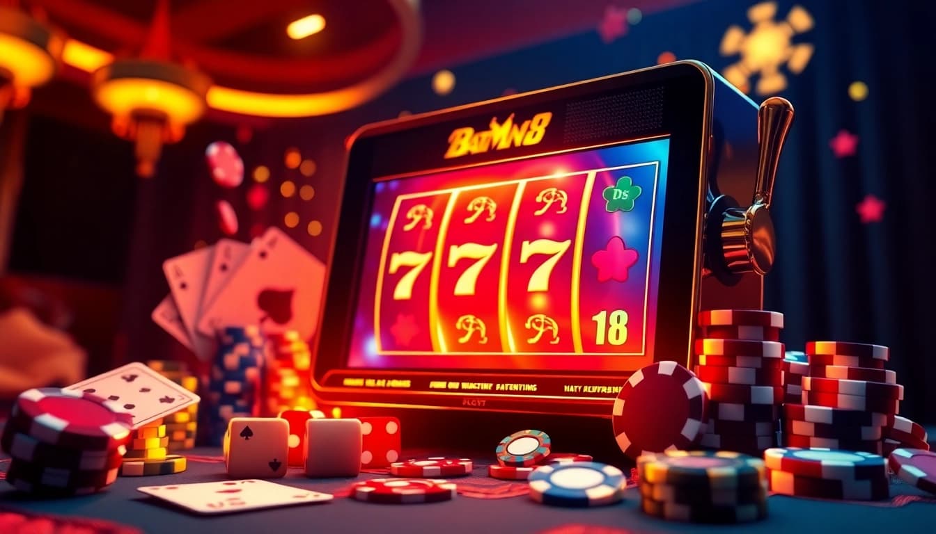 Players engage with the batman138 online casino's vibrant slot games, experiencing luxury and excitement.