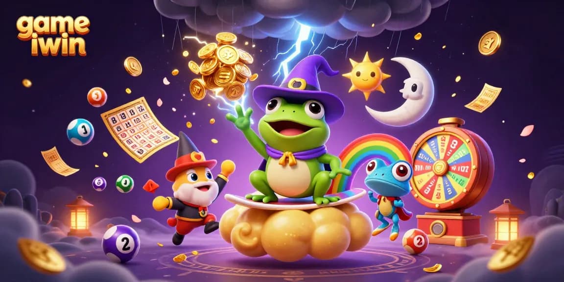 Win big with game iwin in an exciting 3D illustration showcasing dynamic elements and vibrant energy.