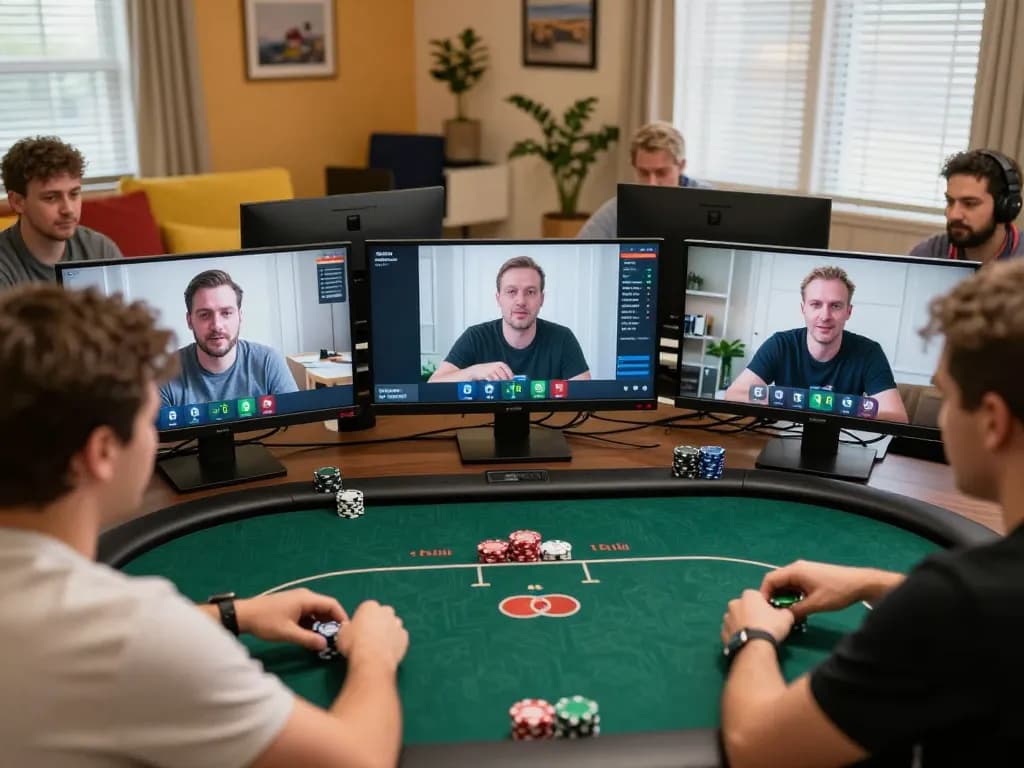 Players engaging in a dynamic online poker game at HZ88, showcasing strategic gameplay and interactive atmosphere.