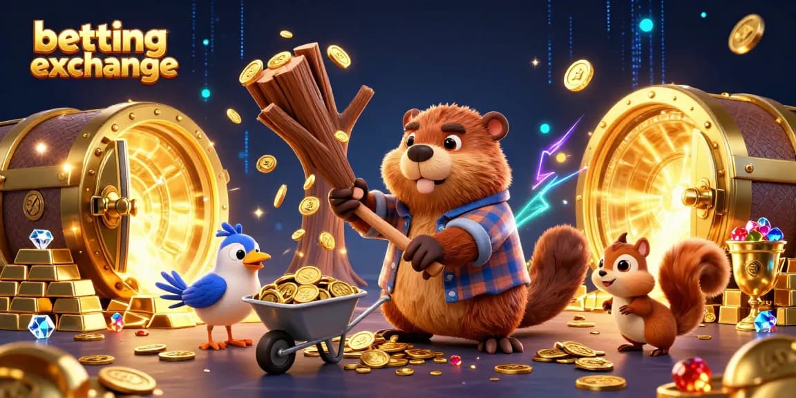 Engage in exciting betting exchange with a detailed 3D scene of characters collecting gold and treasures.