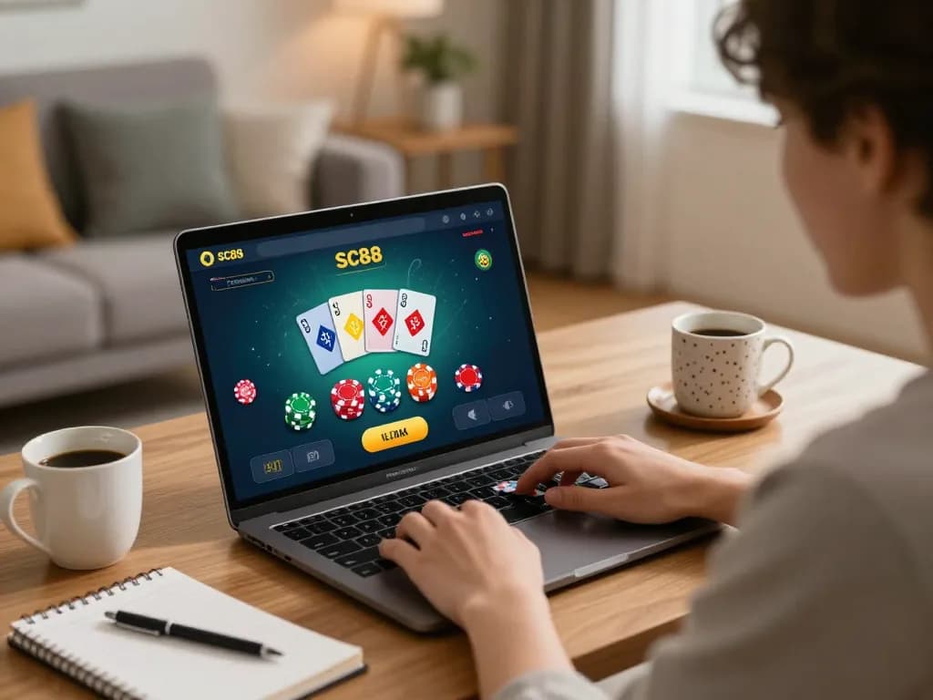 Engaging with online blackjack while đăng ký SC88 on a cozy home desk