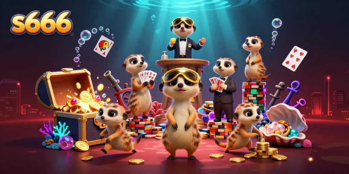 Experience winning strategies at s666 online casino with meerkats running intricate games in a vibrant underwater setting.