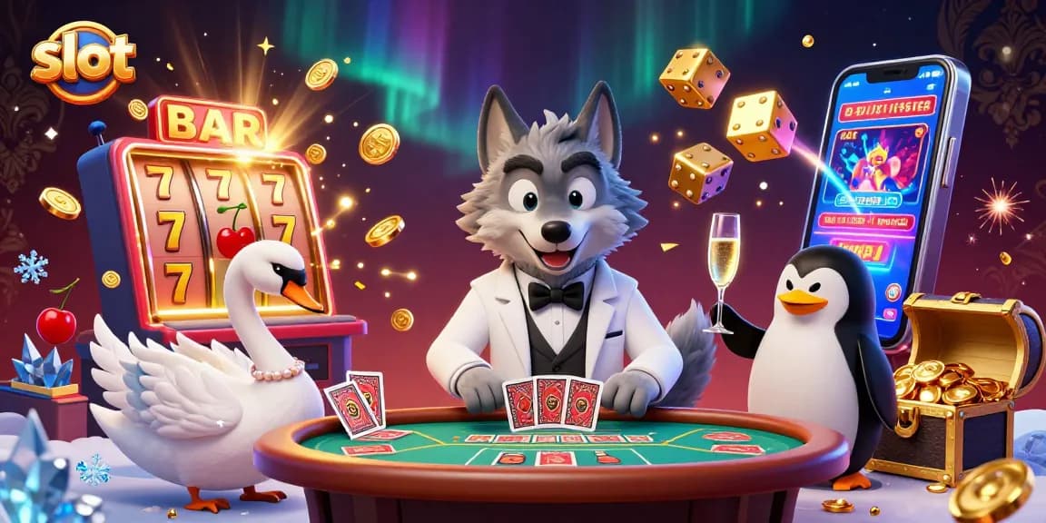 Slot gacor terbaru dengan karakter animasi menarik dan elemen kasino yang memukau.
