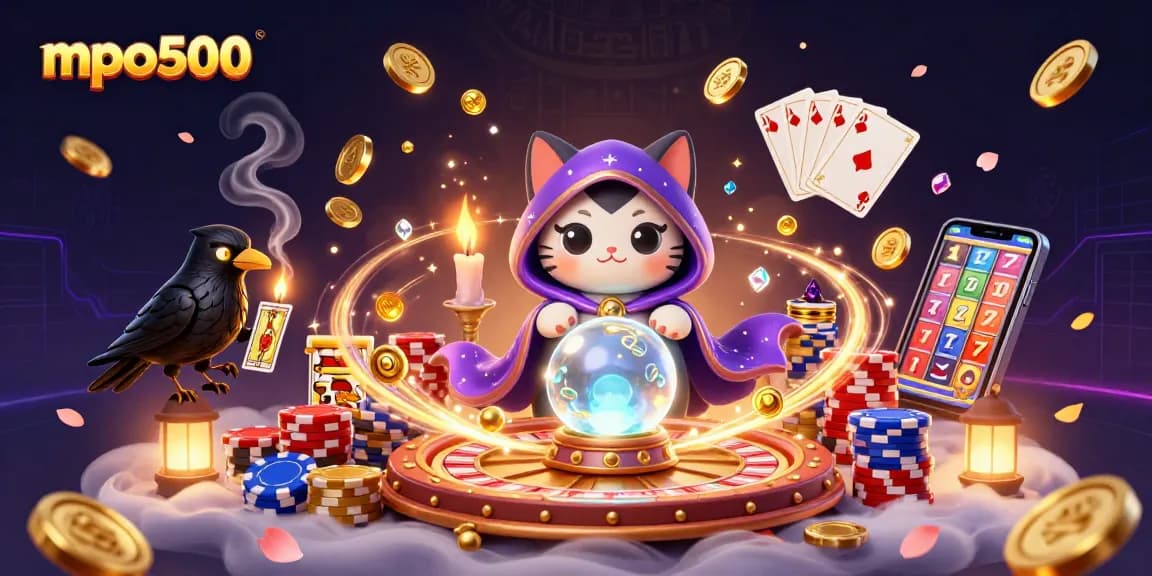 MPO500 showcases vibrant casino elements with mystical characters and dynamic game assets in a rich 3D scene