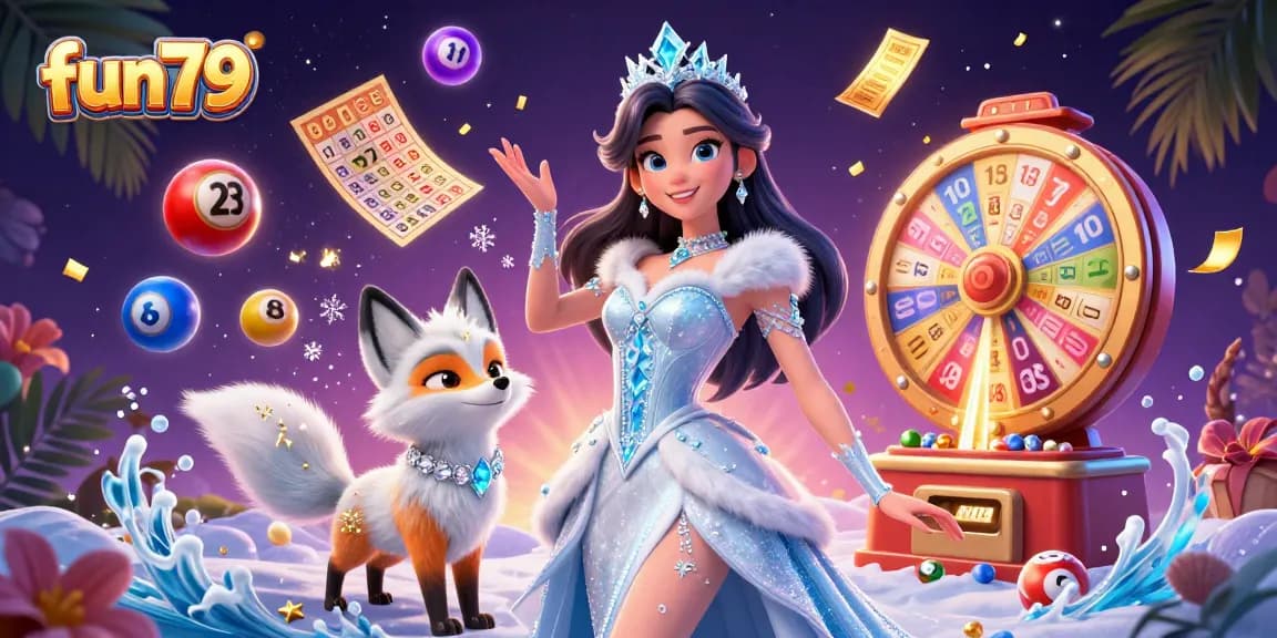 Engage in fun79's exciting lottery action with vibrant scenes of games and prizes.