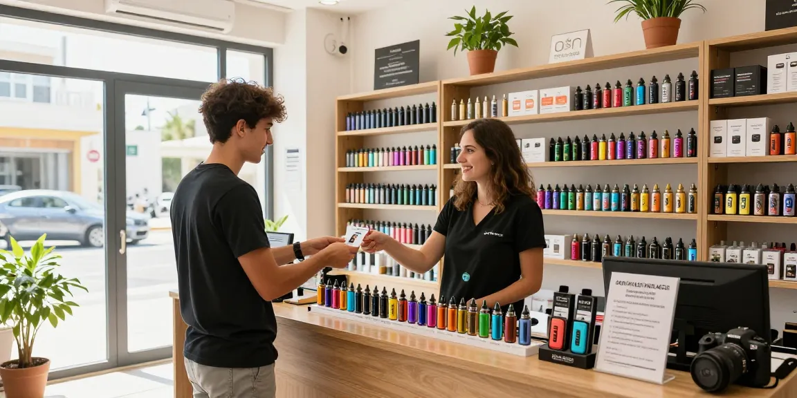What is the legal vaping age in Cyprus? A vibrant vape shop showcasing safety with ID verification, natural wellness, and quality products.